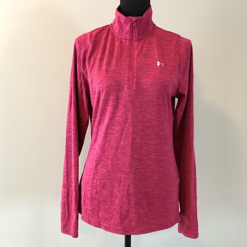 Women's Under Armour Fuchsia Pink 1/4 Zip Long sleeve Pull-over size M